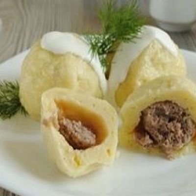 Картофельные пельмени с мясом